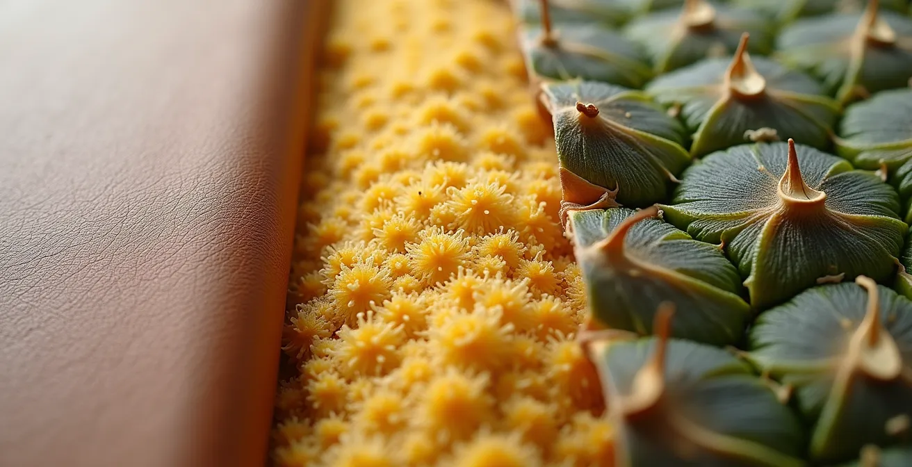 Extreme close-up of various leather and alternative material textures