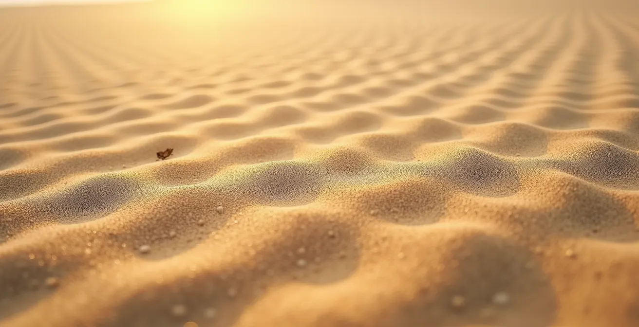 Desert dunes at high noon showing flat light conditions that obscure sand texture