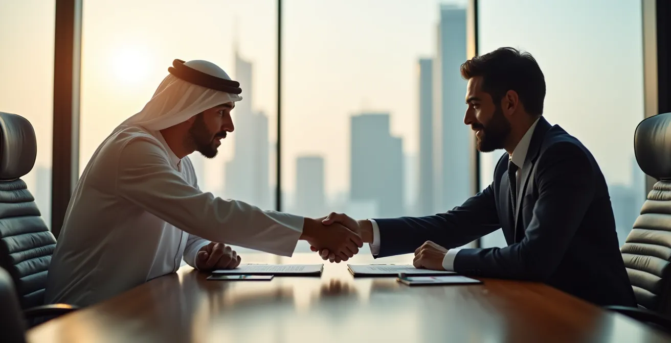 Professional banking consultation in modern Dubai office