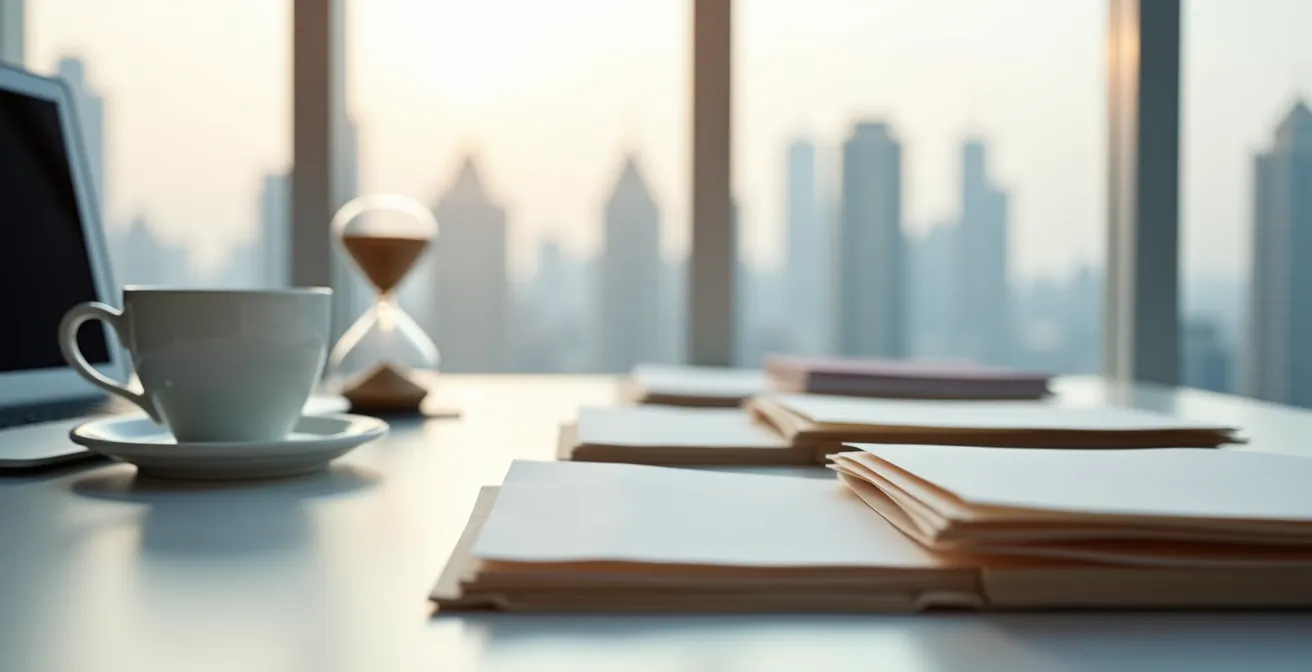 Professional workspace showing visa timeline planning process